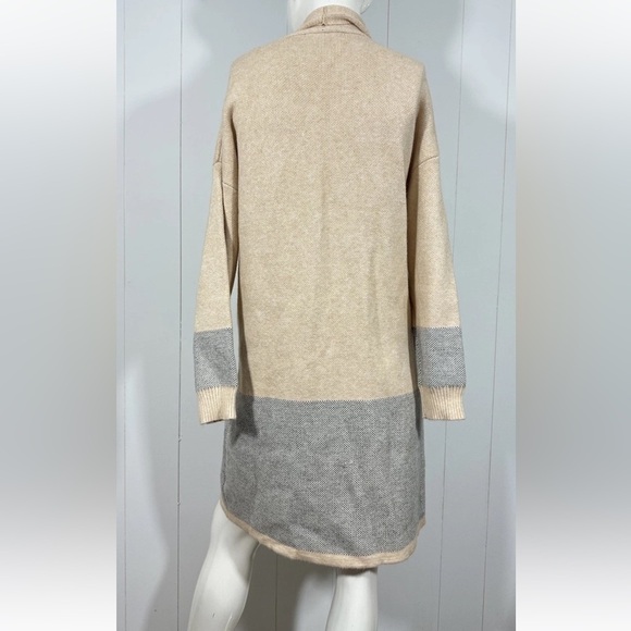 NWT Miami Women’s Long Open Front Cardigan Collared Size Small S Beige - Picture 4 of 8